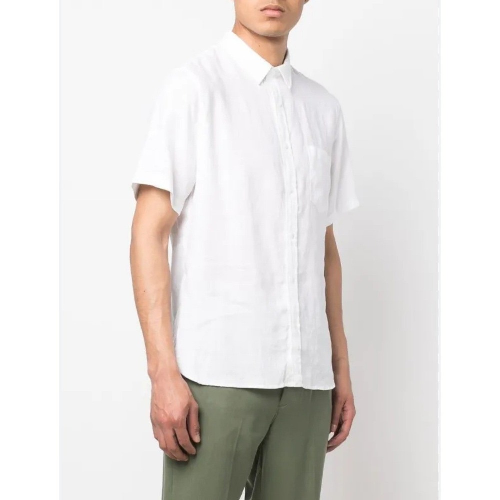 NWOT Vince Mens Classic Fit Short Sleeve Linen Cotton Shirt White XXL‎ New